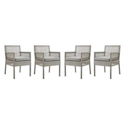 Aura Outdoor Patio Wicker Rattan Dining Armchair Set of 4 - Gray Gray