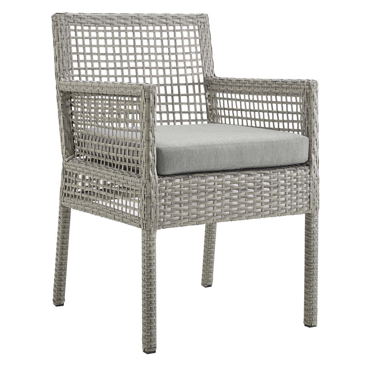 Aura Outdoor Patio Wicker Rattan Dining Armchair Set of 4 - Gray Gray