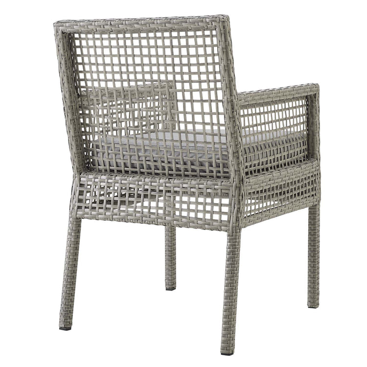 Aura Outdoor Patio Wicker Rattan Dining Armchair Set of 4 - Gray Gray
