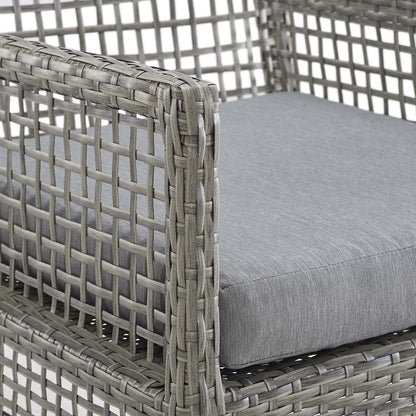Aura Outdoor Patio Wicker Rattan Dining Armchair Set of 4 - Gray Gray