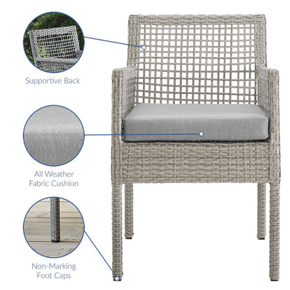 Aura Outdoor Patio Wicker Rattan Dining Armchair Set of 4 - Gray Gray
