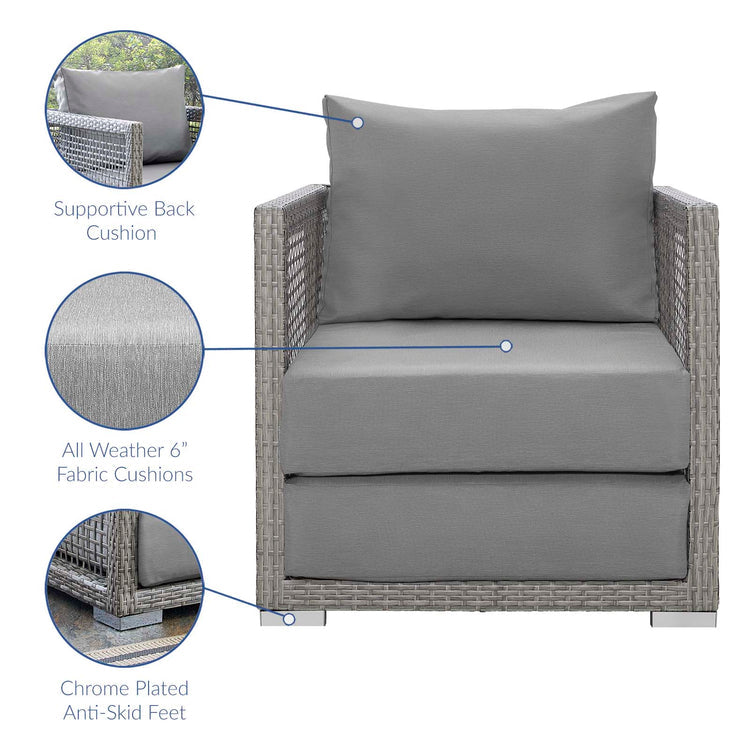 Aura 3 Piece Outdoor Patio Wicker Rattan Set - Gray Gray