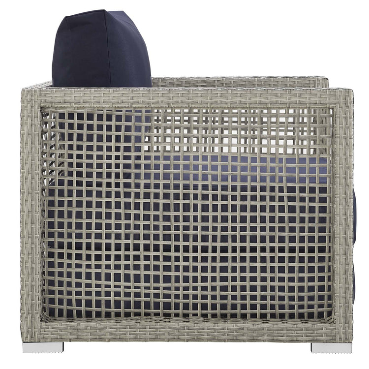 Aura 3 Piece Outdoor Patio Wicker Rattan Set - Gray Navy