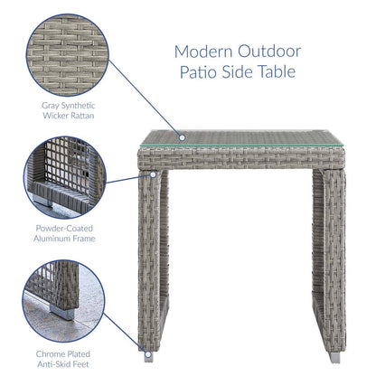 Aura 3 Piece Outdoor Patio Wicker Rattan Set - Gray White