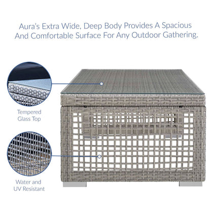 Aura 4 Piece Outdoor Patio Wicker Rattan Set - Gray Navy