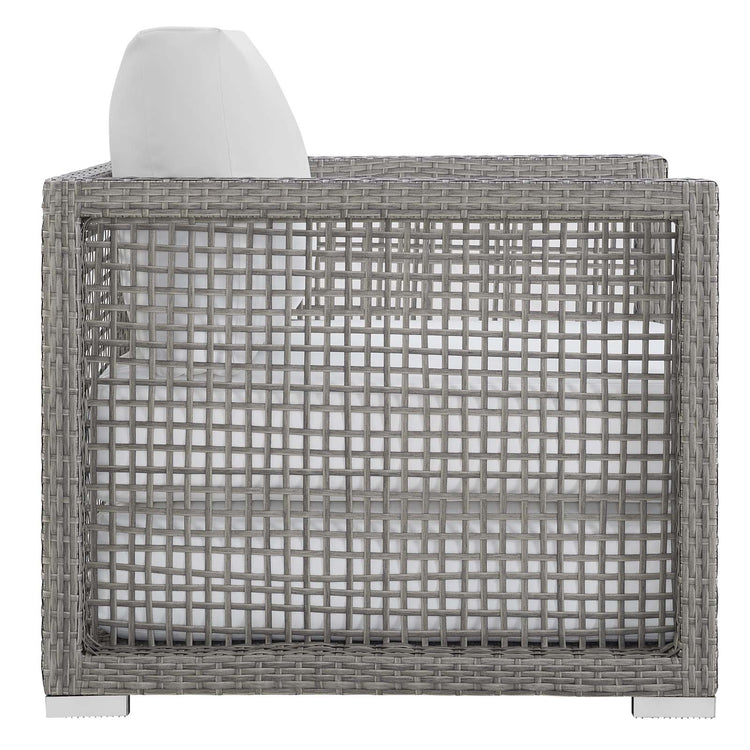 Aura 4 Piece Outdoor Patio Wicker Rattan Set - Gray White