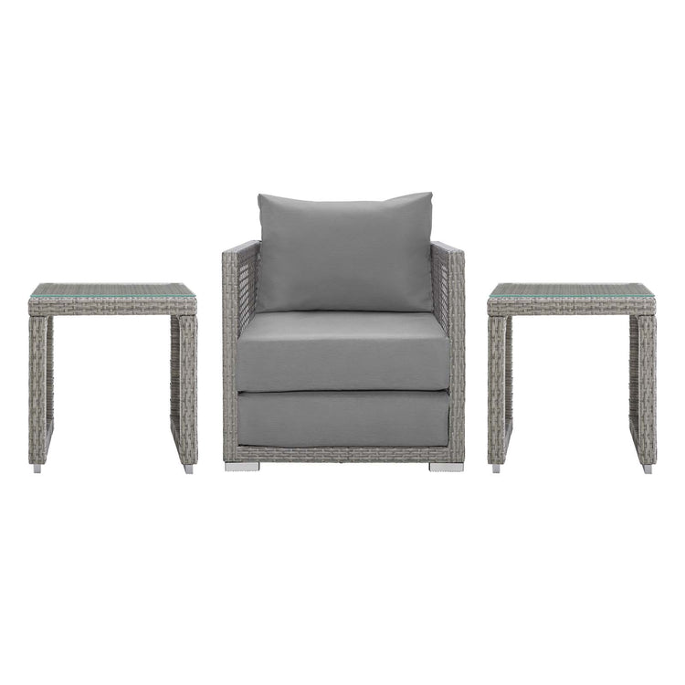 Aura 3 Piece Outdoor Patio Wicker Rattan Set - Gray Gray