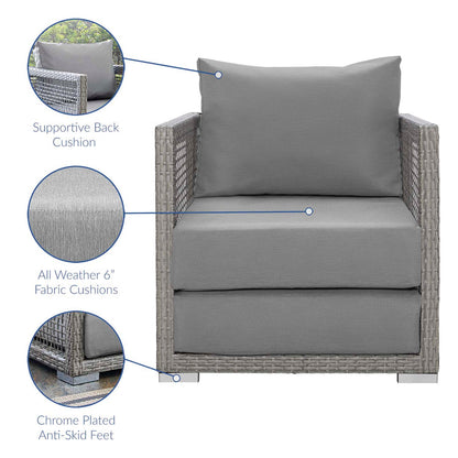 Aura 3 Piece Outdoor Patio Wicker Rattan Set - Gray Gray