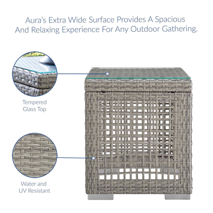 Aura 3 Piece Outdoor Patio Wicker Rattan Set - Gray White