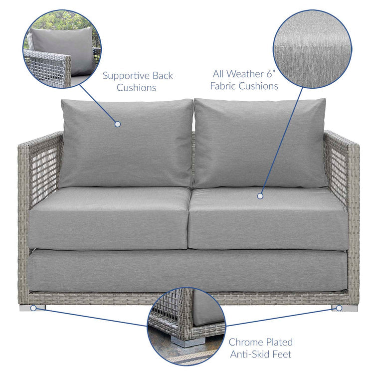 Aura 3 Piece Outdoor Patio Wicker Rattan Set - Gray Gray