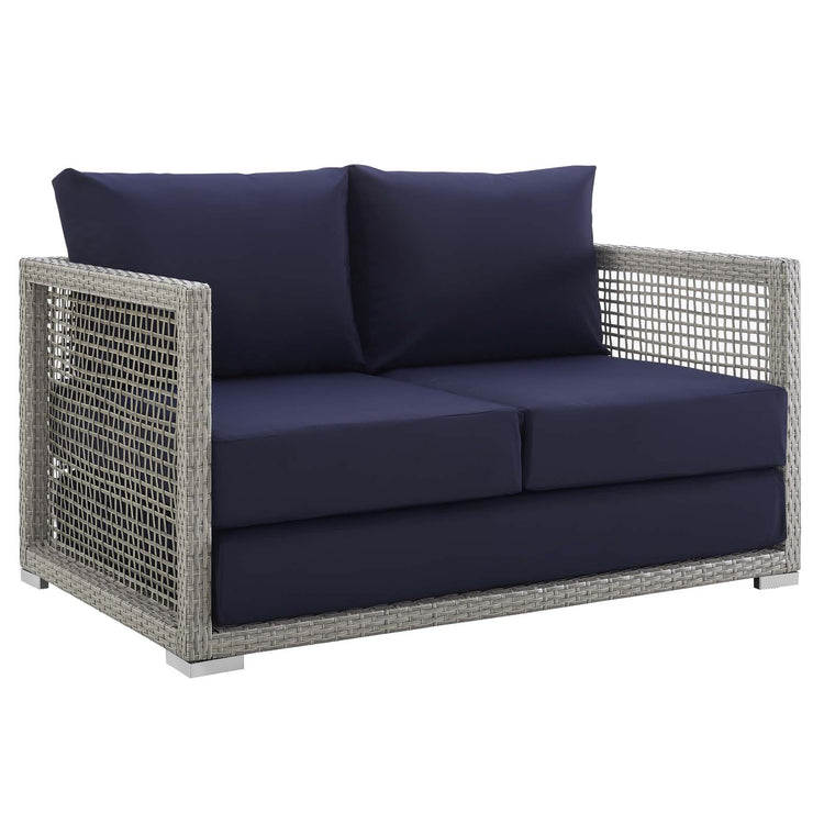 Aura 3 Piece Outdoor Patio Wicker Rattan Set - Gray Navy