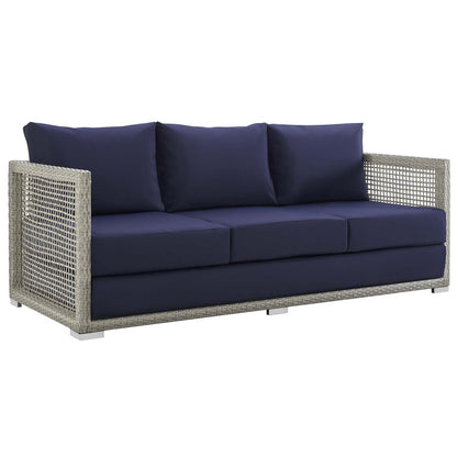Aura 3 Piece Outdoor Patio Wicker Rattan Set - Gray Navy