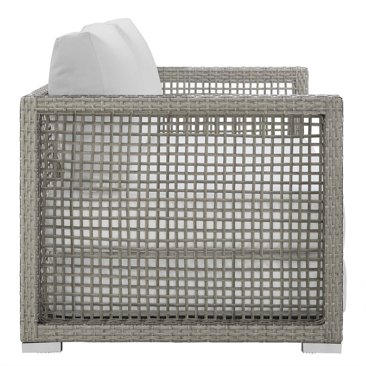 Aura 3 Piece Outdoor Patio Wicker Rattan Set - Gray White