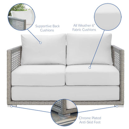 Aura 3 Piece Outdoor Patio Wicker Rattan Set - Gray White
