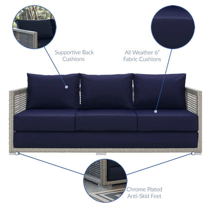 Aura 3 Piece Outdoor Patio Wicker Rattan Set - Gray Navy