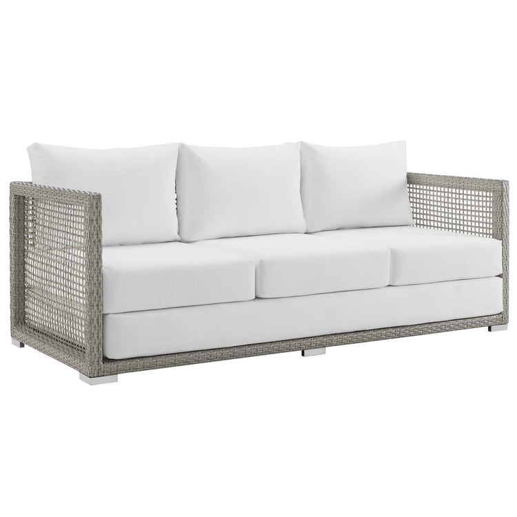 Aura 3 Piece Outdoor Patio Wicker Rattan Set - Gray White