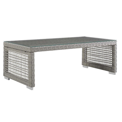 Aura 3 Piece Outdoor Patio Wicker Rattan Set - Gray White