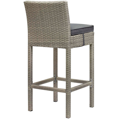 Conduit Outdoor Patio Wicker Rattan Bar Stool Set of 4 - Light Gray Charcoal