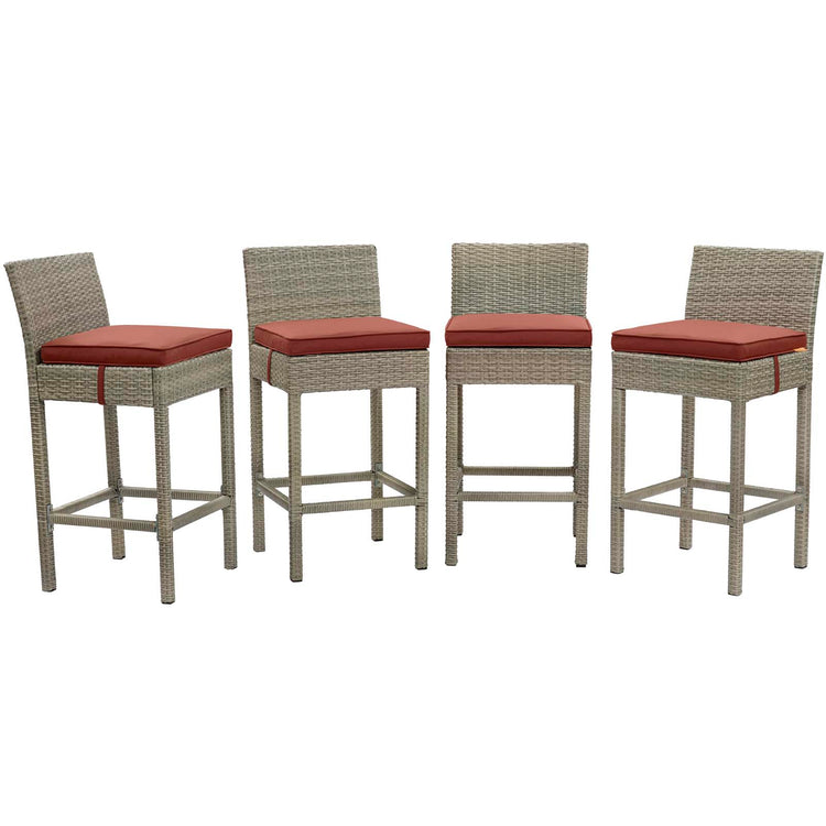 Conduit Outdoor Patio Wicker Rattan Bar Stool Set of 4 - Light Gray Currant