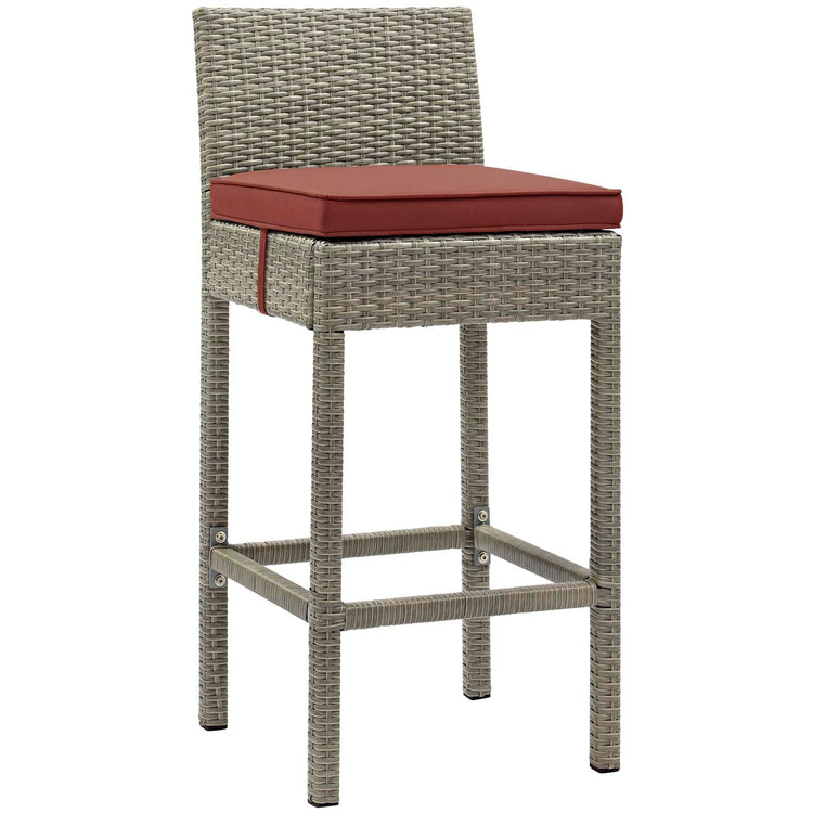 Conduit Outdoor Patio Wicker Rattan Bar Stool Set of 4 - Light Gray Currant