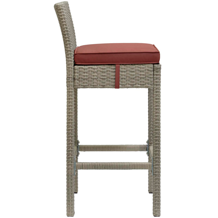 Conduit Outdoor Patio Wicker Rattan Bar Stool Set of 4 - Light Gray Currant