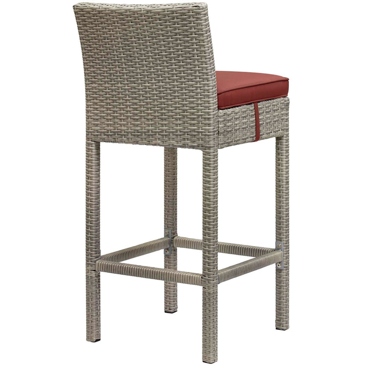 Conduit Outdoor Patio Wicker Rattan Bar Stool Set of 4 - Light Gray Currant