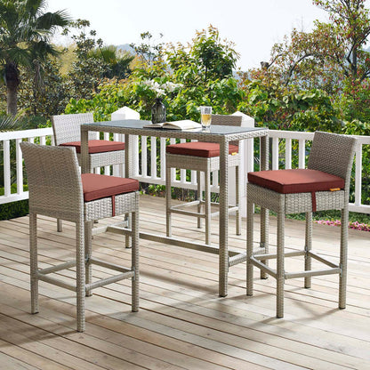 Conduit Outdoor Patio Wicker Rattan Bar Stool Set of 4 - Light Gray Currant