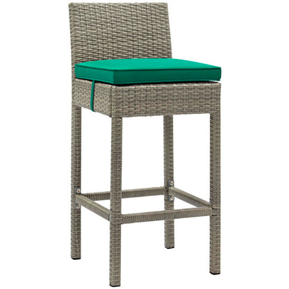 Conduit Outdoor Patio Wicker Rattan Bar Stool Set of 4 - Light Gray Green
