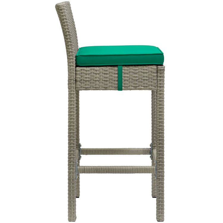 Conduit Outdoor Patio Wicker Rattan Bar Stool Set of 4 - Light Gray Green