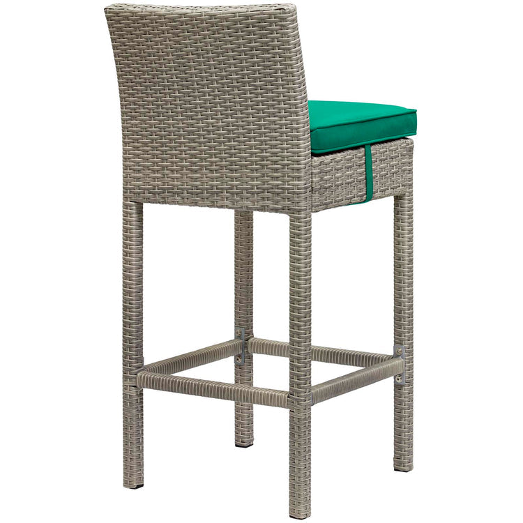 Conduit Outdoor Patio Wicker Rattan Bar Stool Set of 4 - Light Gray Green