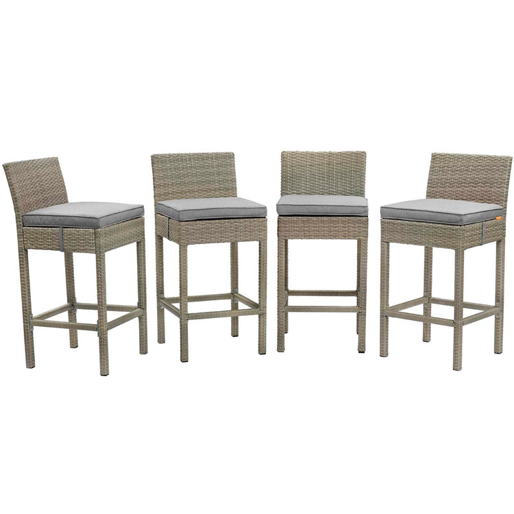 Conduit Outdoor Patio Wicker Rattan Bar Stool Set of 4 - Light Gray Gray