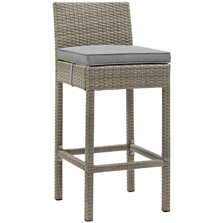 Conduit Outdoor Patio Wicker Rattan Bar Stool Set of 4 - Light Gray Gray