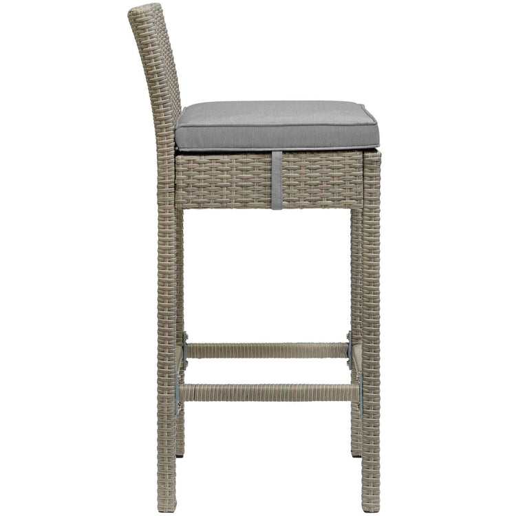 Conduit Outdoor Patio Wicker Rattan Bar Stool Set of 4 - Light Gray Gray
