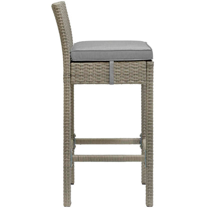 Conduit Outdoor Patio Wicker Rattan Bar Stool Set of 4 - Light Gray Gray