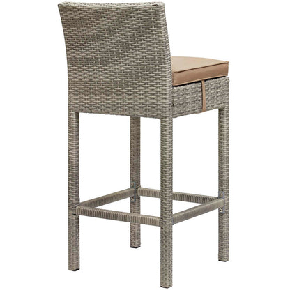 Conduit Outdoor Patio Wicker Rattan Bar Stool Set of 4 - Light Gray Mocha