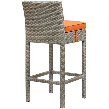 Conduit Outdoor Patio Wicker Rattan Bar Stool Set of 4 - Light Gray Orange