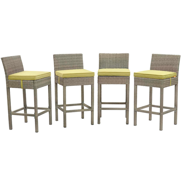 Conduit Outdoor Patio Wicker Rattan Bar Stool Set of 4 - Light Gray Peridot