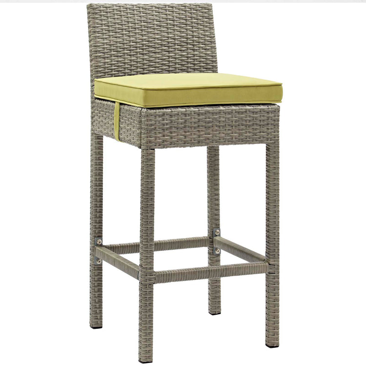 Conduit Outdoor Patio Wicker Rattan Bar Stool Set of 4 - Light Gray Peridot