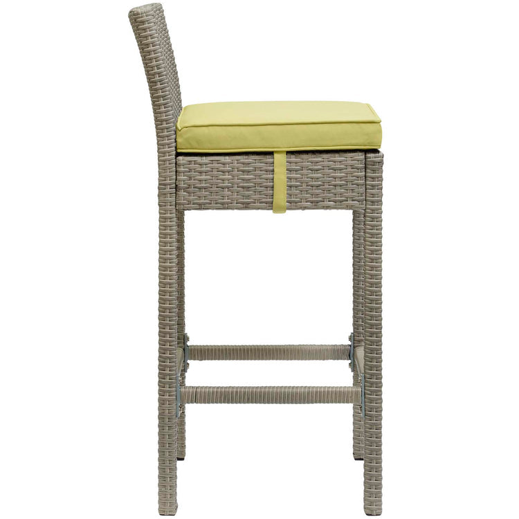 Conduit Outdoor Patio Wicker Rattan Bar Stool Set of 4 - Light Gray Peridot