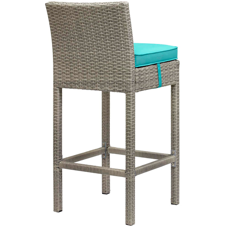 Conduit Outdoor Patio Wicker Rattan Bar Stool Set of 4 - Light Gray Turquoise