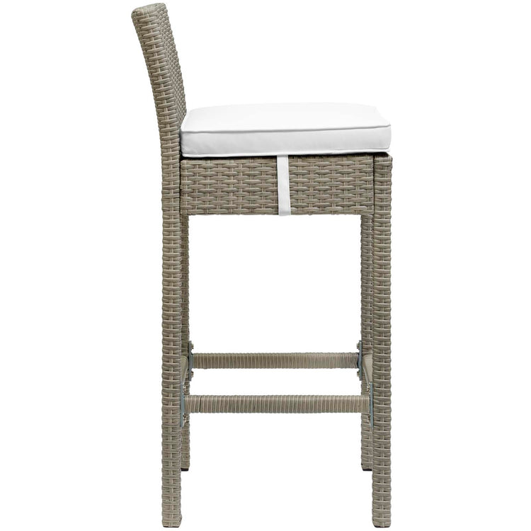 Conduit Outdoor Patio Wicker Rattan Bar Stool Set of 4 - Light Gray White
