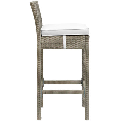 Conduit Outdoor Patio Wicker Rattan Bar Stool Set of 4 - Light Gray White
