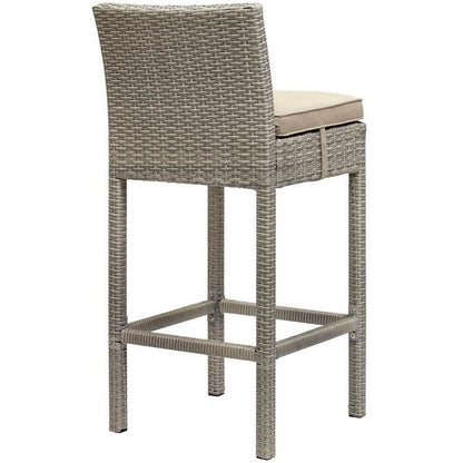 Conduit Outdoor Wicker Rattan Bar Stool Set of 2 - Light Gray Beige