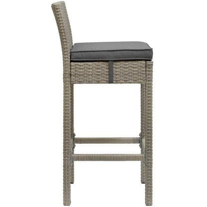 Conduit Outdoor Wicker Rattan Bar Stool Set of 2 - Light Gray Charcoal