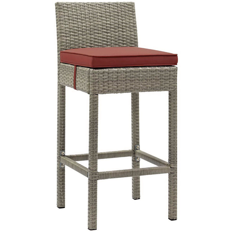 Conduit Outdoor Wicker Rattan Bar Stool Set of 2 - Light Gray Currant