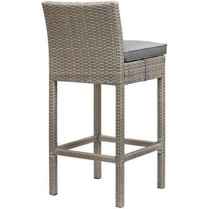 Conduit Outdoor Wicker Rattan Bar Stool Set of 2 - Light Gray Gray