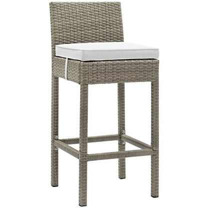 Conduit Outdoor Wicker Rattan Bar Stool Set of 2 - Light Gray White