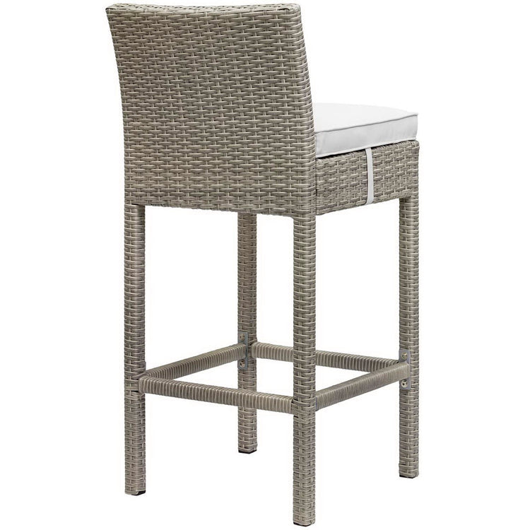 Conduit Outdoor Wicker Rattan Bar Stool Set of 2 - Light Gray White
