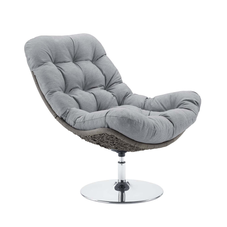 Brighton Wicker Rattan Outdoor Patio Swivel Lounge Chair - Light Gray Gray
