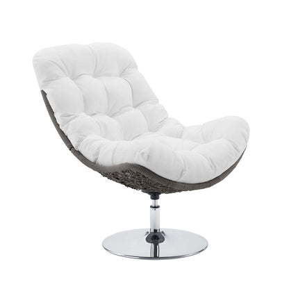 Brighton Wicker Rattan Outdoor Patio Swivel Lounge Chair - Light Gray White